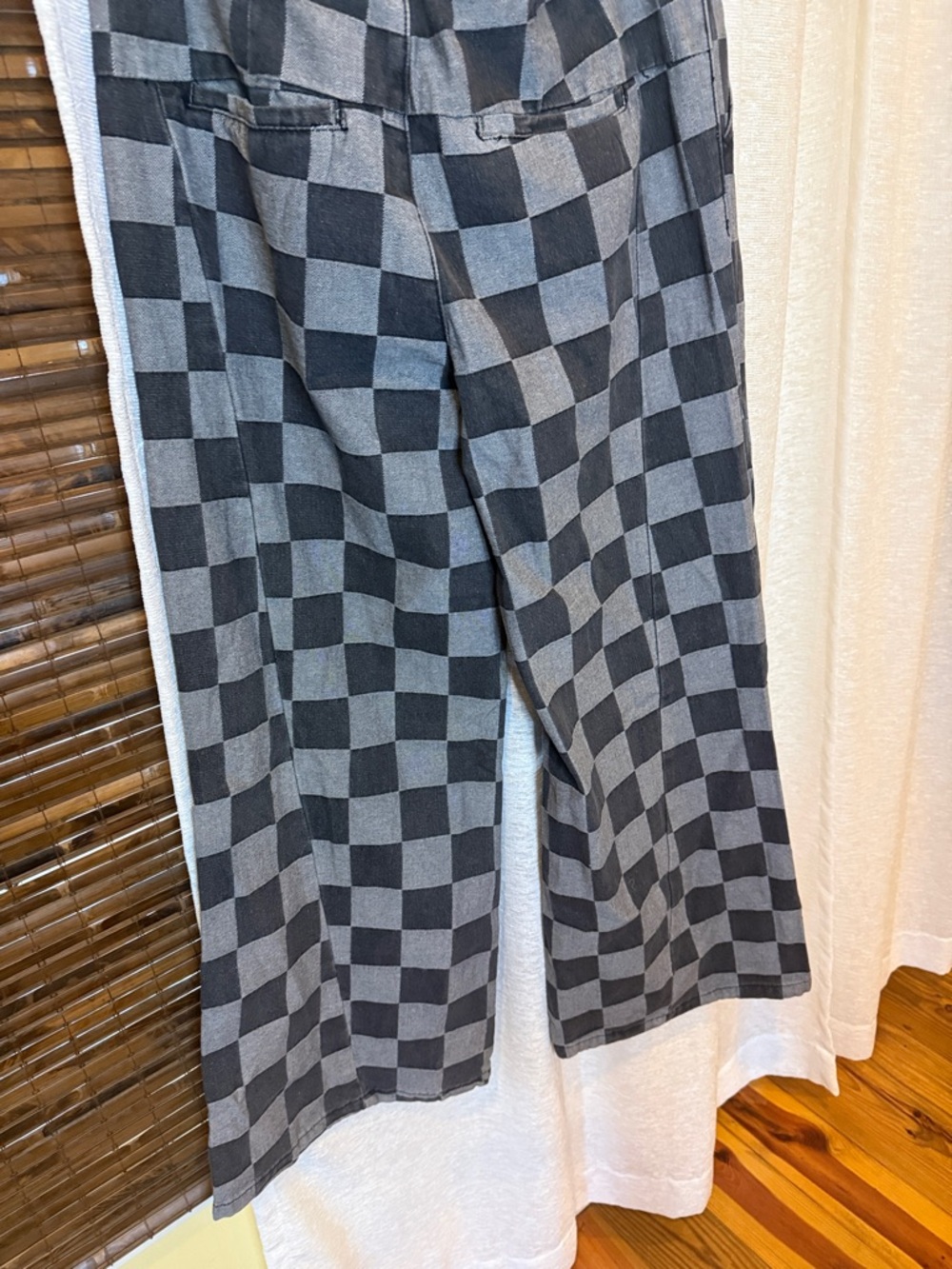 Black & Gray Checkerboard Wide Leg Jeans - Picture 4 of 6